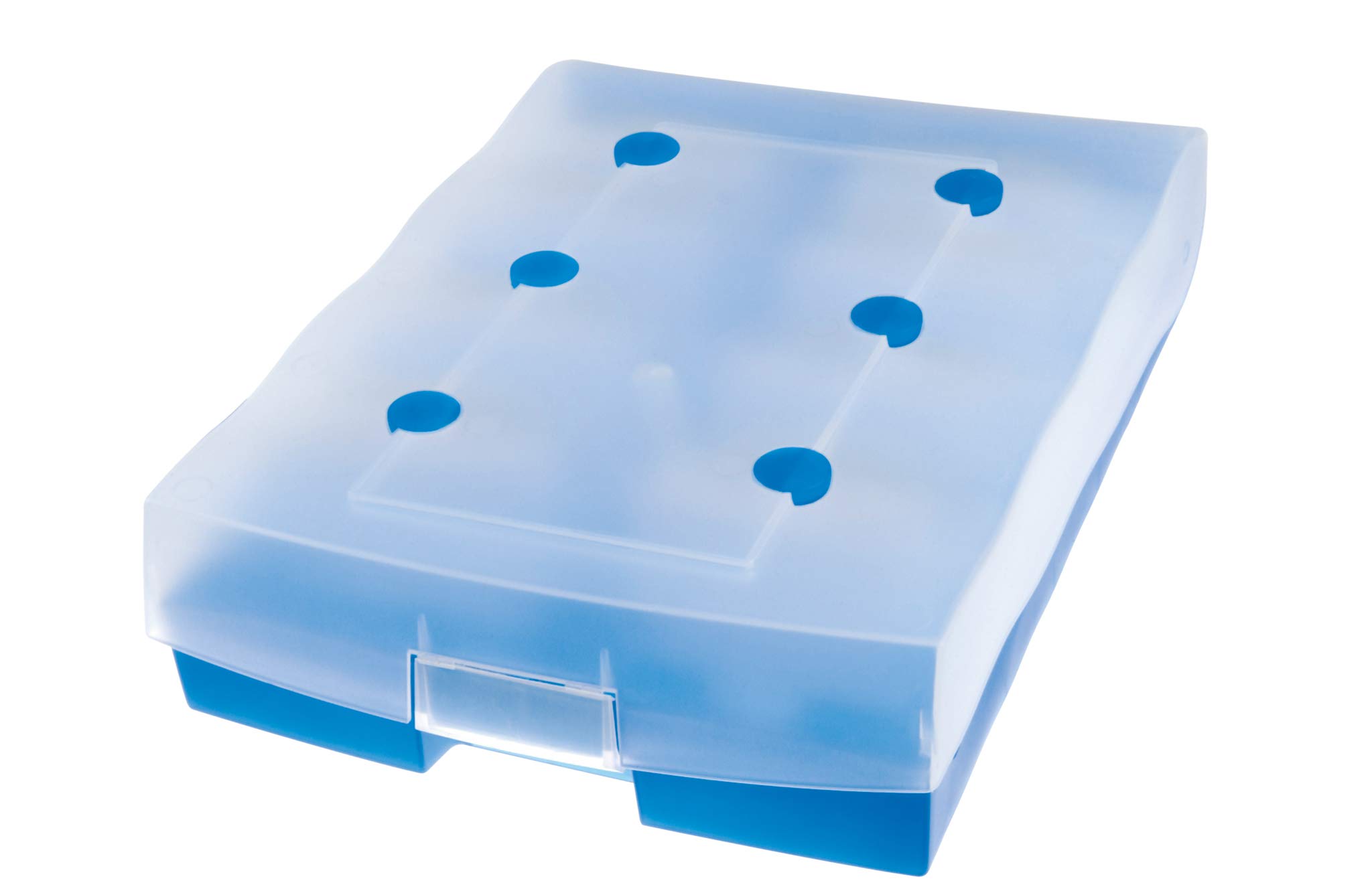 HAN 9987-643, CROCO-DUO archive box, for 2,200 cards A8 withA-Z guide cards dividers and 8 support plates, translucent blue