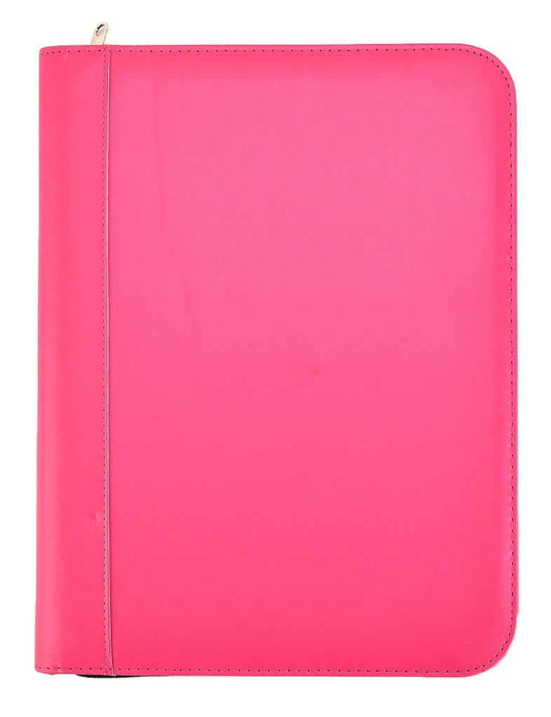 ARPAN Pink A4 Zipped Conference Folder with Calculator & Pad, Leather Look Portfolio Holder with Document Pockets (34 x 25 cm)