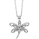 Charm America - Silver Dragonfly Pendant Necklace- 925 Sterling Silver- Silver Adjustable Necklace 16"-18"- Greats Gifts for Graduation