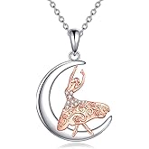 AINFQY Ballerina Necklace 925 Sterling Silver Music Note Necklace Dancer Pendant Dancer Gifts for Women