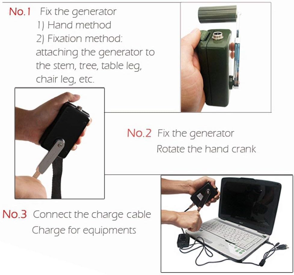 Tech-L Hand Crank Generator 30W 0-28V Portable Dynamo Generator Waterproof Charger with DC Converter for Mobile Laptop Battery Outdoor Emergency Power Supply - Image 4