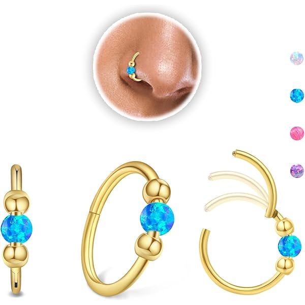 14K Sold Gold Opal Septum Rng/dath Earrng/helx Hoop/septum Hoop