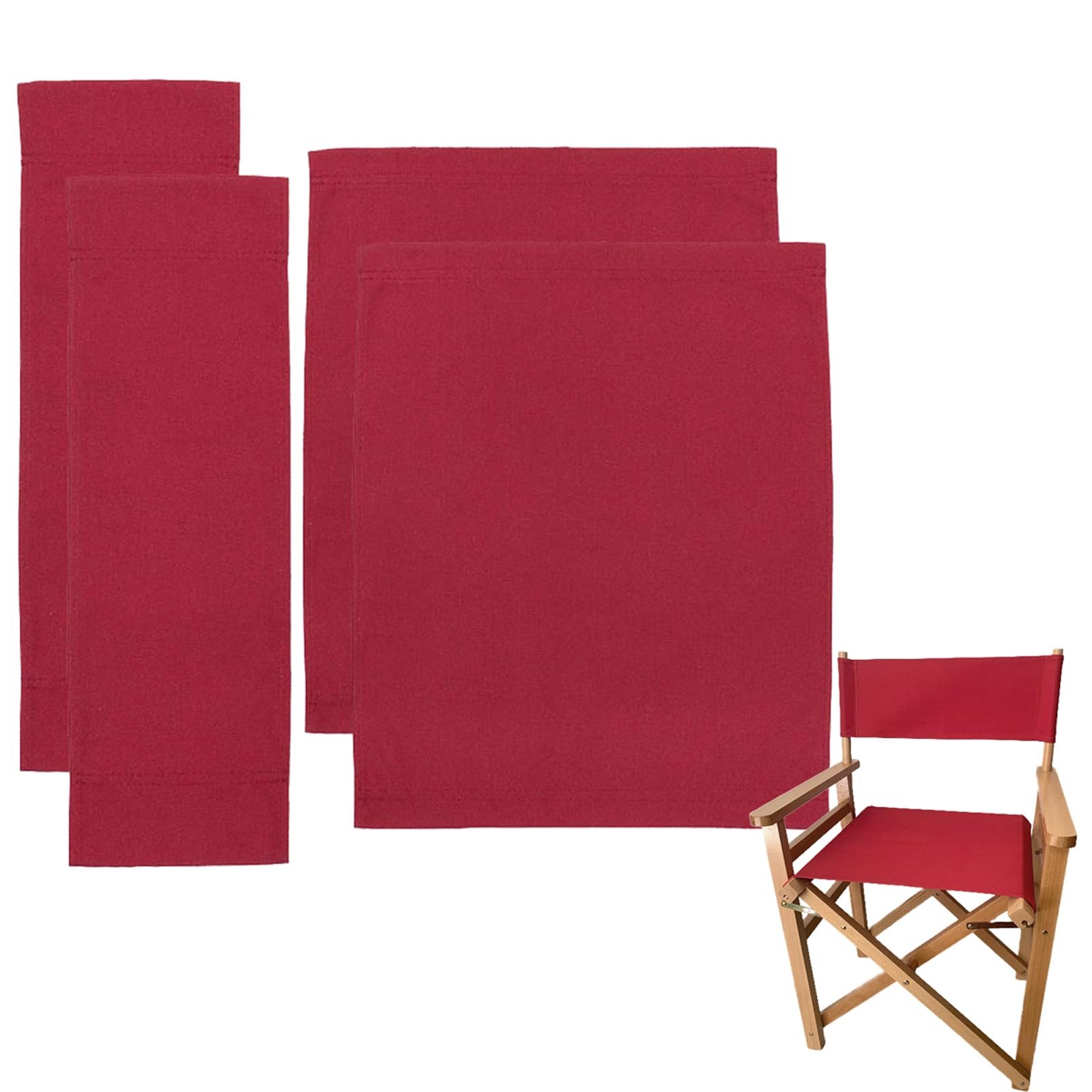 TBACW 2 Set (4pcs) Directors Chair Canvas Replacement Covers Kit for Directors Chairs Movie Chair Replacement Canvas Oxford Cloth for Director Chair (Red)