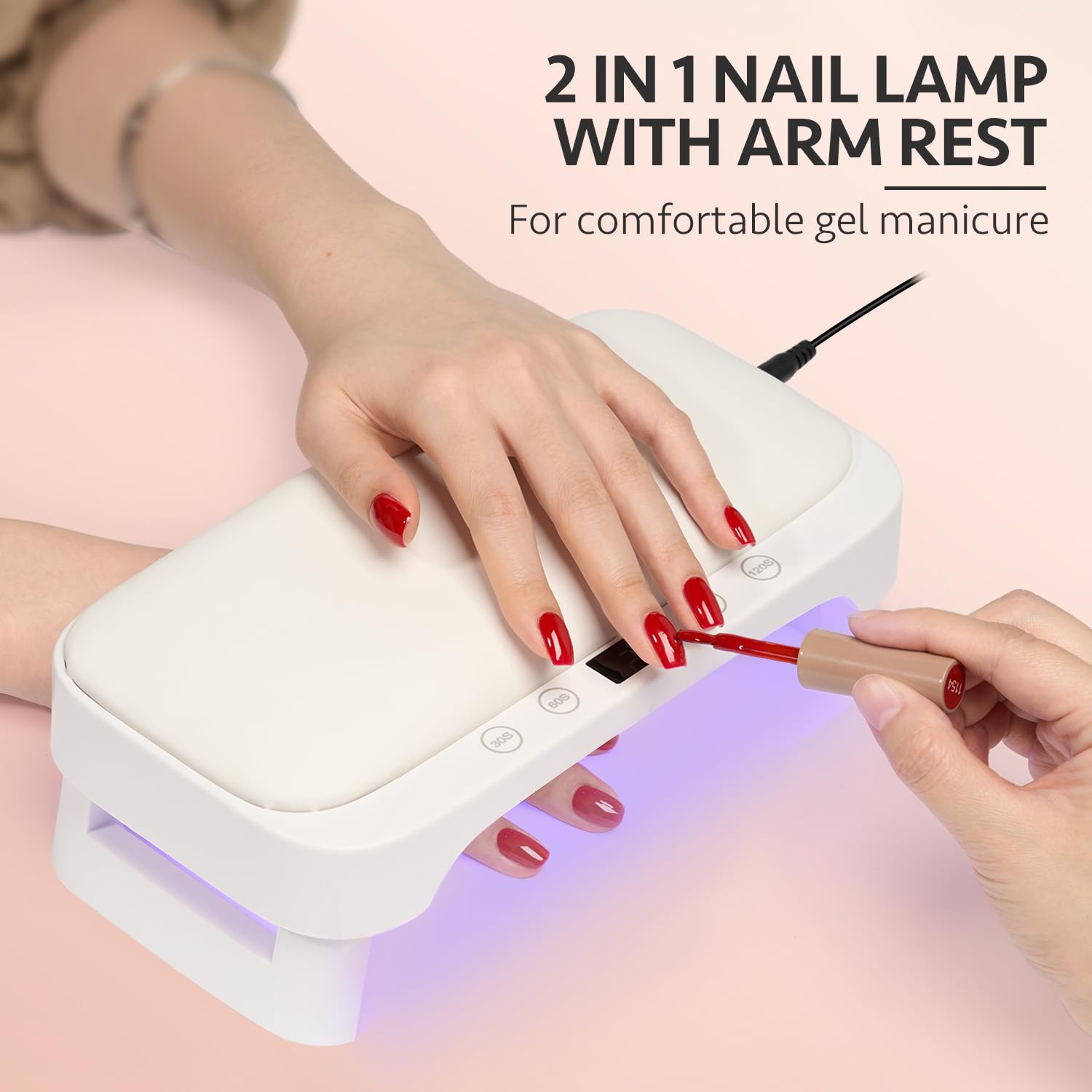 GAOY Professional UV Light for Nails, Nail Lamp with Hand Pillow for Arm Rest, 4 Timers Nail Dryer for Nails Tech Salon