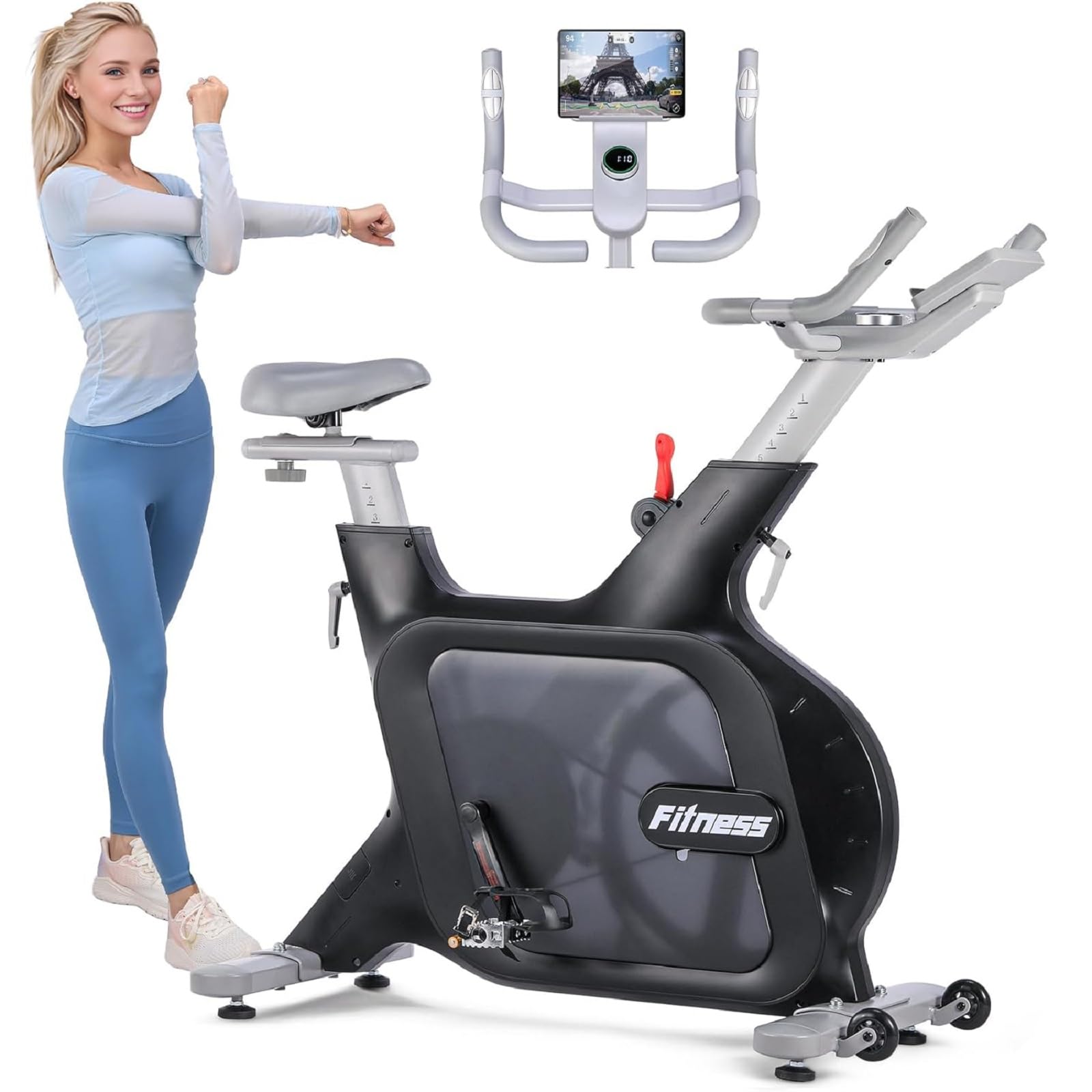 Photo 1 of ** Picture is for reference only; Actual item may differ.
Please see attached pictures. **

Exercise Bikes?Quiet Electromagnetic Resistance Stationary Bike for Home | Mobility Wheels | 32-Level Resistance & Adjustable Seat?