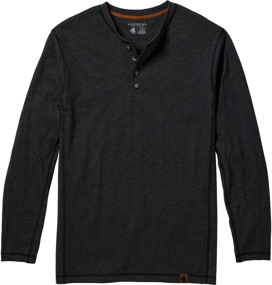 Legendary Whitetails Mens Henley Long Sleeve Casual Fit Shirt, Charcoal Heather, X-Large Image