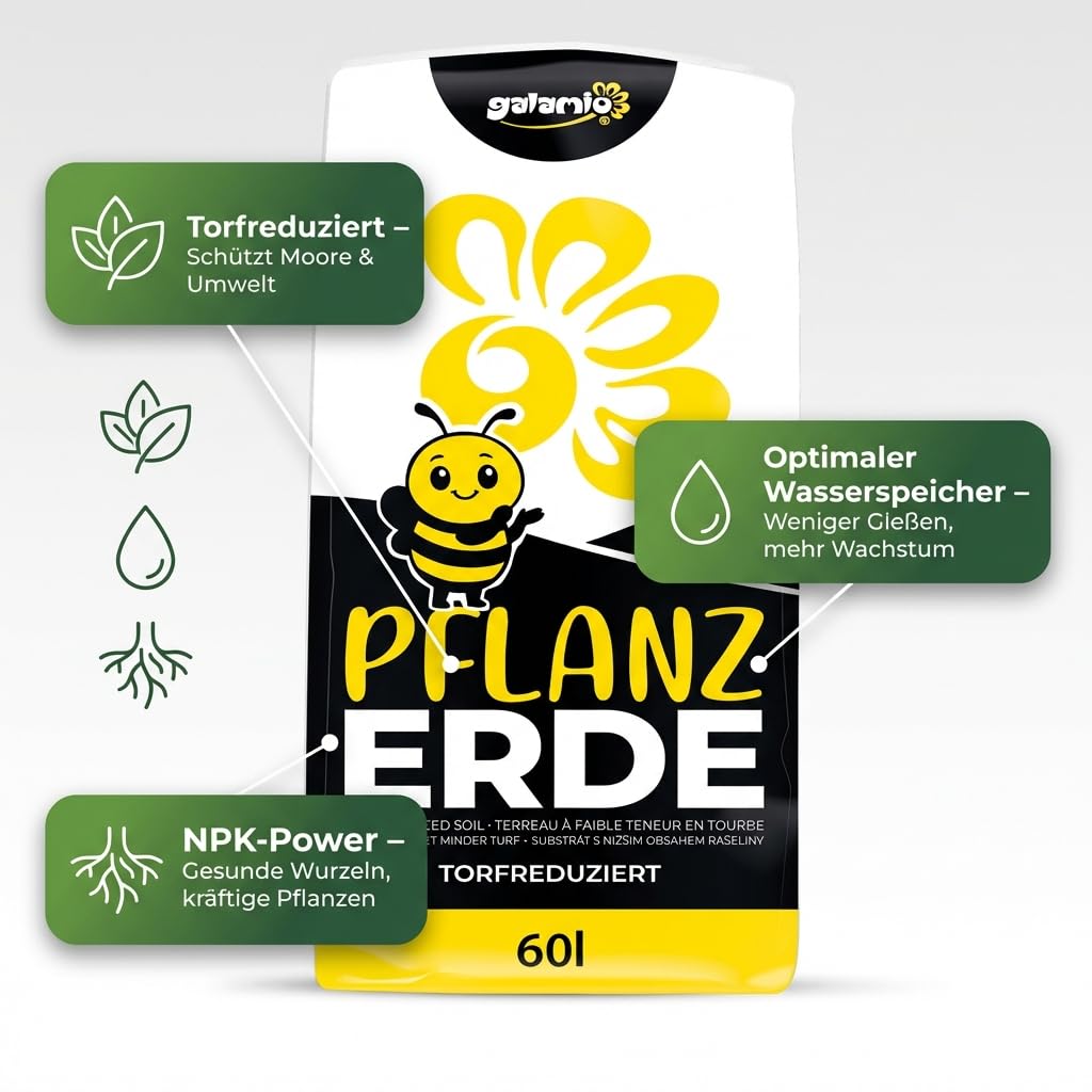 GALAMIO Pflanzerde 720L (12 x 60L), torfreduziert, mit Dünger, ideal für Sträucher, Bäume oder Zierpflanzen 2