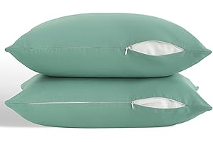 ORGANICTUNE Zippered Toddler Pillowcases Set of 2, 100% Brushed Microfiber 13x18 Pillowcases, Super Soft and Cozy Travel Kids Nursery Pillow Cases, 13x18 Inches, Mint
