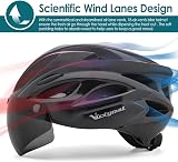 Victgoal Bike Helmet with Detachable Magnetic Goggle Visor LED Light Black view 4