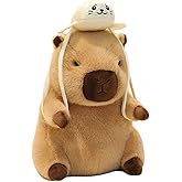 GOOC 9 Inch Soft Capybara with Removable White Seal Bag Stuffed Animals Capybara Plush Toys Fluffy Plushies Fuzzy Doll Gift for Kids and Lovers in Birthday, Valentine's Day