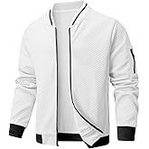 Wizoat Mens Casual Jacket Loose Fit Lightweight Jacket Varsity Bomber Jacket with Zipper