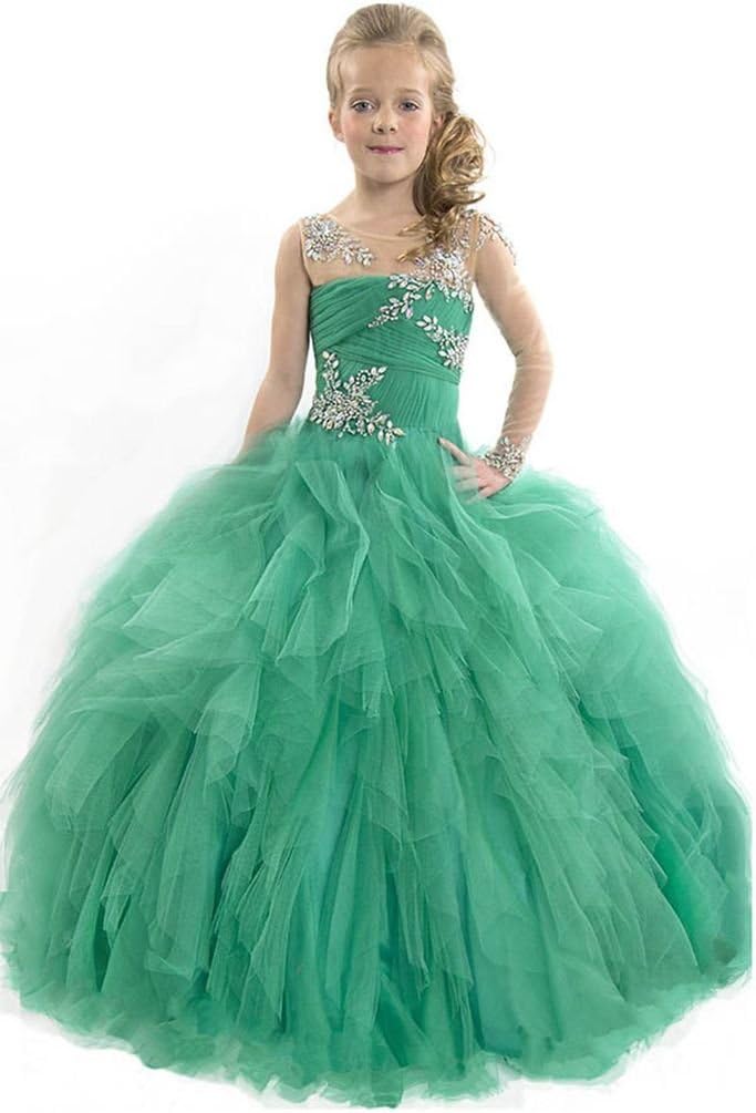 SuMeiyue Girls One Sleeve Lace Pageant Dress Flower Girl