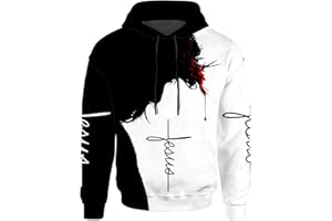 Mgyfady Men's 3D Jesus Christ Hoodies Print Graphic Christian Pullover Sweatshirt My God Hoodie for Halloween Christmas
