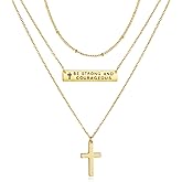 Lydow Layered Cross Bible Verse Necklaces,14K Gold Plated Christian Religious Confirmation Inspirational Jewelry Gifts