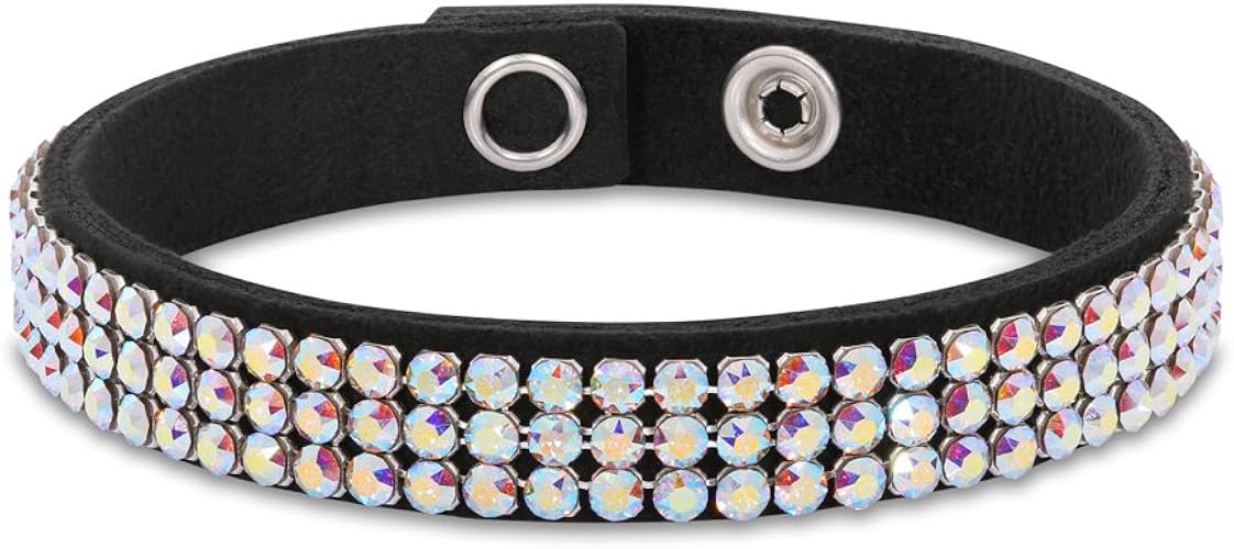 Amazon Spark メンズ ブレスレット Bracelet スワロフスキー 製 クリスタル 公式タグ付き Sparkle プレゼント 誕生日 男性 Swarovski 製 Crystals 正規 黒 オーロラ Bnmesh3czab ブレスレット 通販