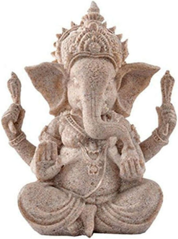 Sandstone Ganesha Buddha Elephant Statue Sculpture Figurine Hindu Good Luck Antique God Hinduism Home Decor