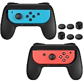 FASTSNAIL Grips Compatible with Nintendo Switch for Joy Con & OLED Model for Joycon, Wear-Resistant Handle Kit and Non-Slip Thumb Grips for Switch Joycon 1 Controller 2 Pack (Black)