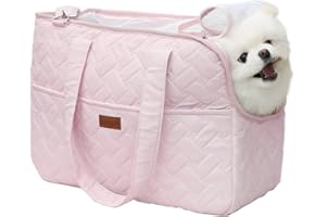 Patazone Small Puppy Carrier Bag,Woman Style,Pups Purse Kitty,Multiple Pockets,Breathable Mesh,Pets Totes Travel,Picnic,Outdoor,MAX 6 lb (Pink, Small)