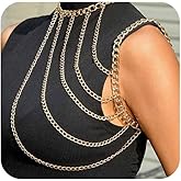 Hanfluenve Gold Tassels Shoulder Chain for Women Trendy Multi Layered Party Nightclub Sexy Body Chain Statement Shoulder Harness Link Punk Metal Necklace Jewelry