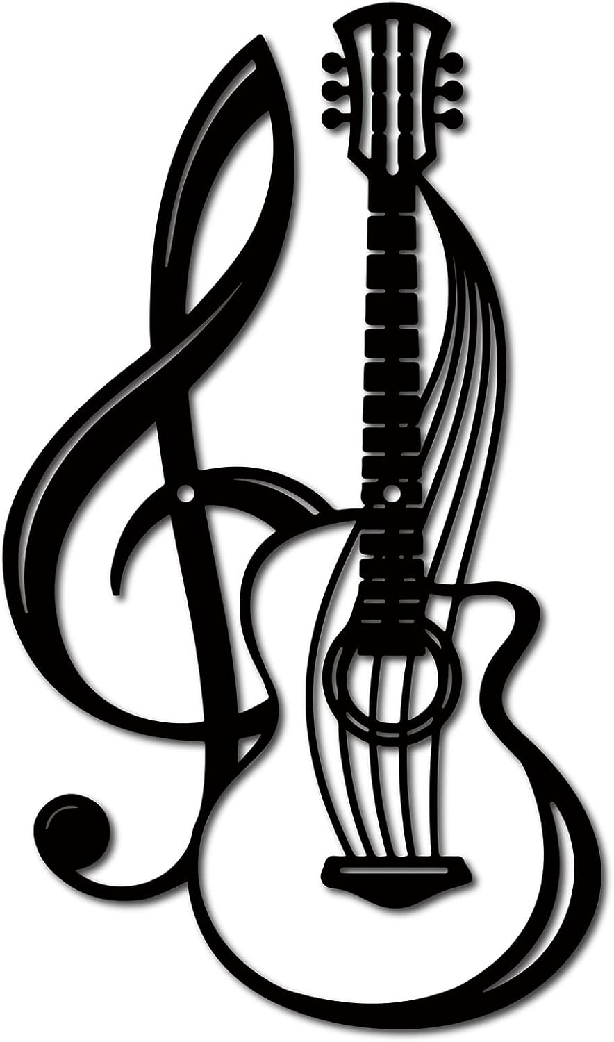 Plaques & Wall Art - CREATCABIN Metal Wall Art Decor Musical Instruments Black Wall Signs Guitar Iron Hanging Metal Ornament Sculpture for Balcony Garden Home Living Room Decoration Outdoor Indoor Gifts 11.8x6.8Inch
