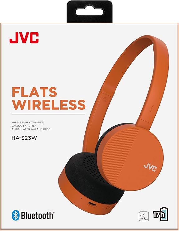 Amazon.com: JVC HA-S23W - Auriculares inalámbricos con Bluetooth, diseño  plano plegable, duración de batería de 17 horas (naranja): Home Audio \u0026  Theater
