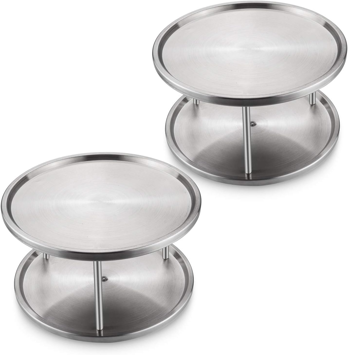 STARVAST 2 Pack 2-Tier Stainless Steel Lazy Susan Turntable 10 inch 360-degree Lazy Susan Spice Rack Organizer for Kitchen Cabinet, Countertop, Centerpiece