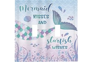 WPSHIJIA Mermaid Tail Girls Colorful Sea Ocean Animal Scale Double Toggle Light Switch Covers Decorative Unique 2 Gang Wall Plate Dual Electrical Faceplate Switchplate for Nursery Kidroom Living Room Decor