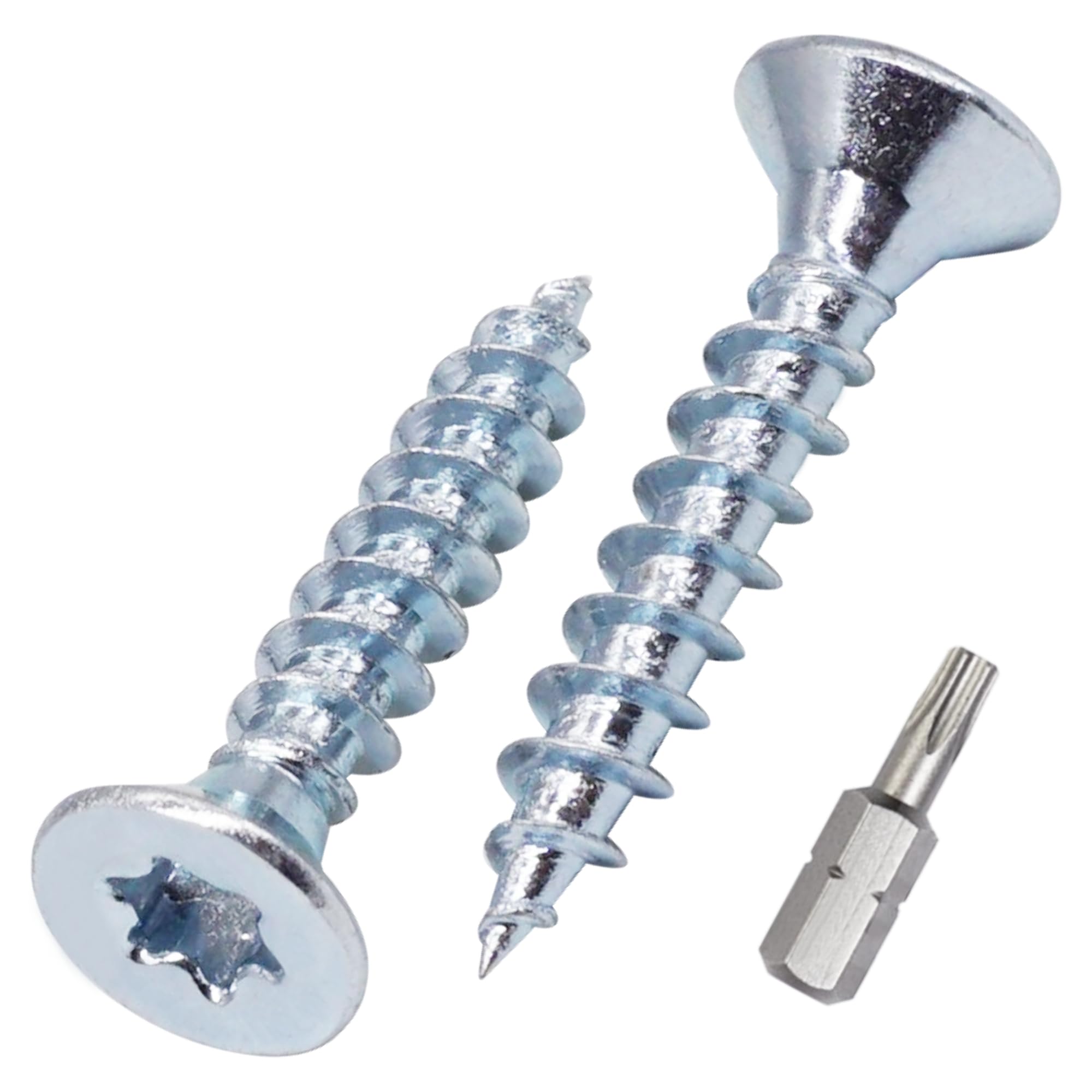SKIR'CO (50 pcs) Zinc Plated Steel Wood Screws 4.5 x 25 mm, Torx Head, Countersunk Head, Chipboard Screws, Fully Threaded