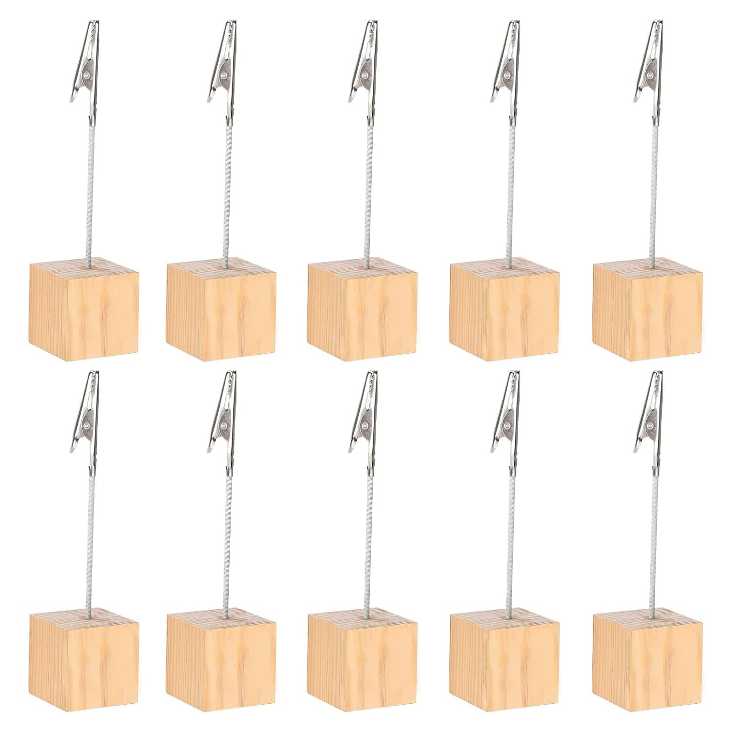 10pcs Alligator Clips with Wooden Base,Memo Clip Holder,Crocodile Memo Clip for Pictures Card Paper Note Clip,Shop Display Price Tag,Log Color