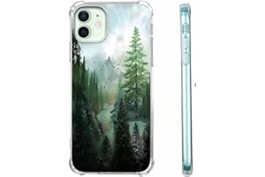 Hsondcn Case for iPhone 12/12 Pro with Forest Design,Mountain and Birds Beautiful Scenery Nature Pattern,Soft TPU Bumper Phone Cover(12,Wood)