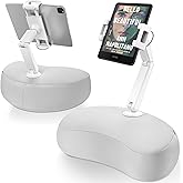 AboveTEK Tablet Pillow Stand for Bed, Hands-Free 360° Adjustable iPad Pillow Holder for Lap Reading w/Soft Bean Bag, Ideal Gift for Mom, Fits 4.7" to 12.9" Tablet, Phone, Kindle - Gray