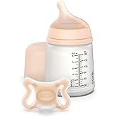 Suavinex Zero Zero Newborn Starter Set Small Anti Colic Baby Bottle + Pacifier, No 1 Spanish Baby Bottle Brand, Minimizes Bottle Rejection & Nipple Confusion, Adaptable Flow - Fair