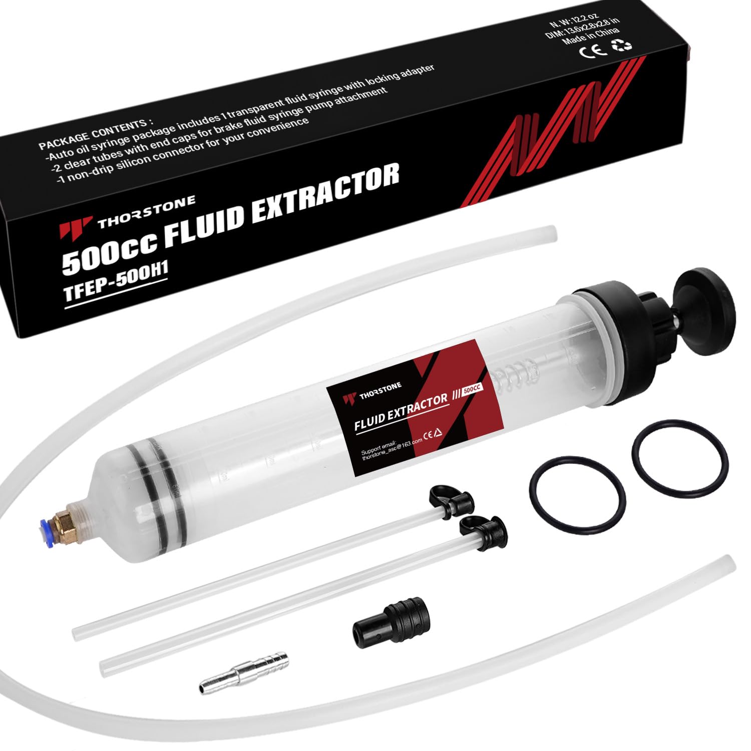 Photo 1 of Thorstone 500cc Automotive Fluid Extractor Pump, Manual Oil Change Syringe with 50cm Rubber Hose & 2pcs 22cm PVC Suction Tubes