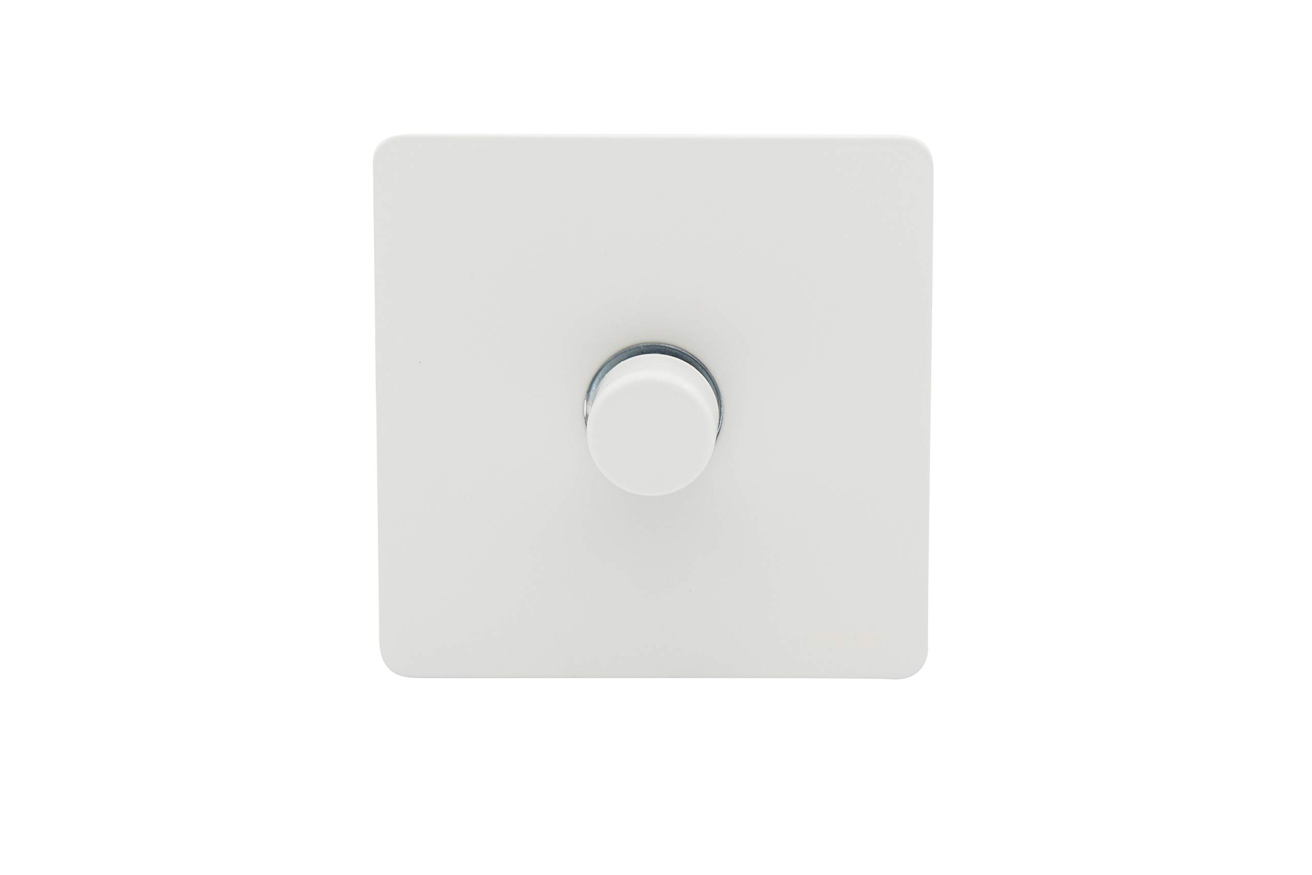 Schneider Electric Ultimate Screwless Flat Plate - Single 2 Way LED Dimmer Light Switch, 100 W/VA, GU6412LMPW, Painted White