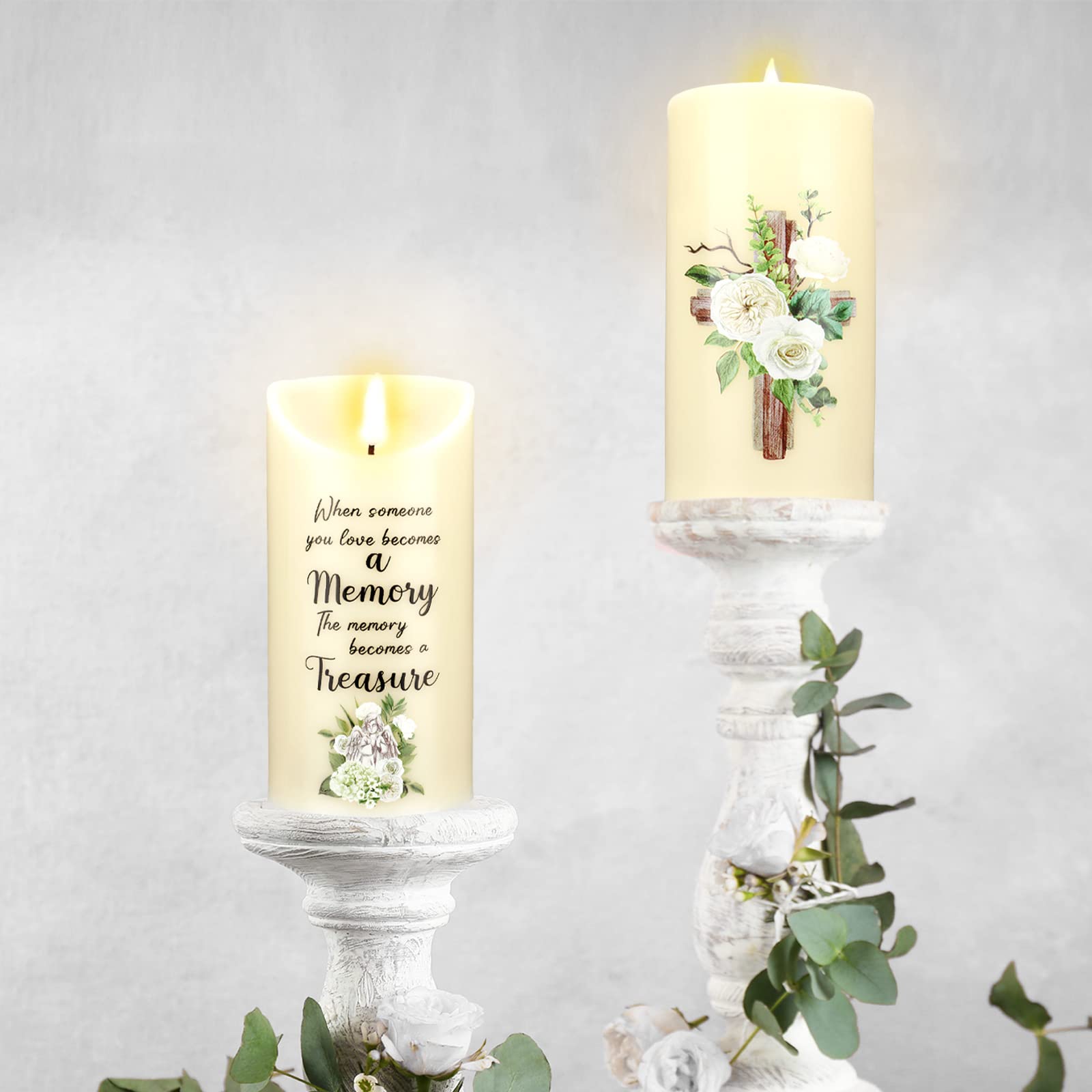 Photo 1 of Memorial Candles Mourning Gifts LED Sympathy Candles for Loss of Loved One Bereavement Gifts Flameless Memorial Battery Light for Prayers