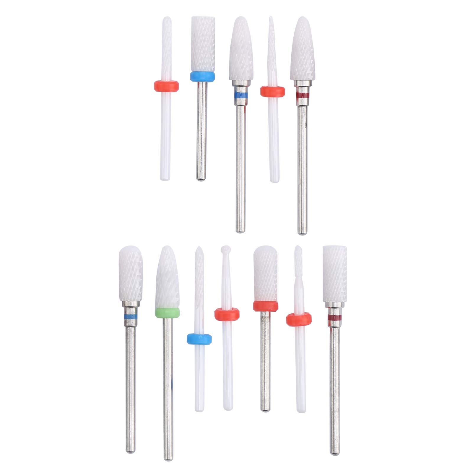 Ceramic Nail Drill Bits, Electric Nail File Bits, 12PCS Ceramic Milling Cutter Drill Bit Nail Bits for Acrylic Nails Cuticle Drill Bits for Nails Electric Nail Drill Machine Remove