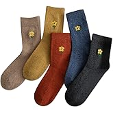 IIG Cute Warm Wool Socks for Women Super Cozy Thick Crew Winter Socks Gifts, 5 Pairs