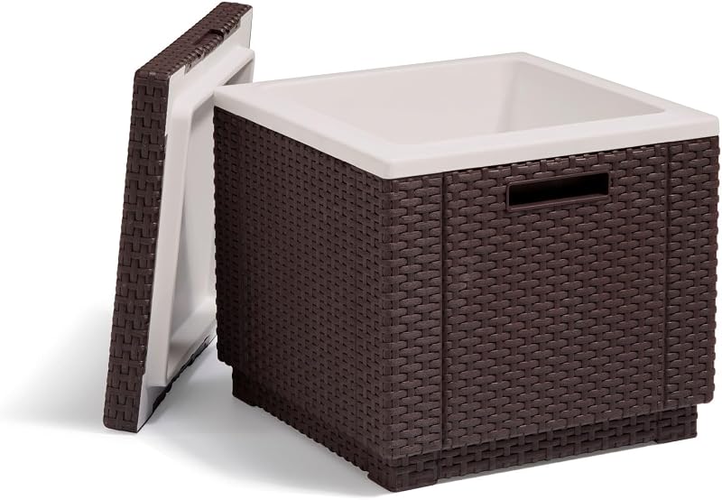 Allibert by Keter California Ice Box Outdoor Cooler Brown Rattan Effect