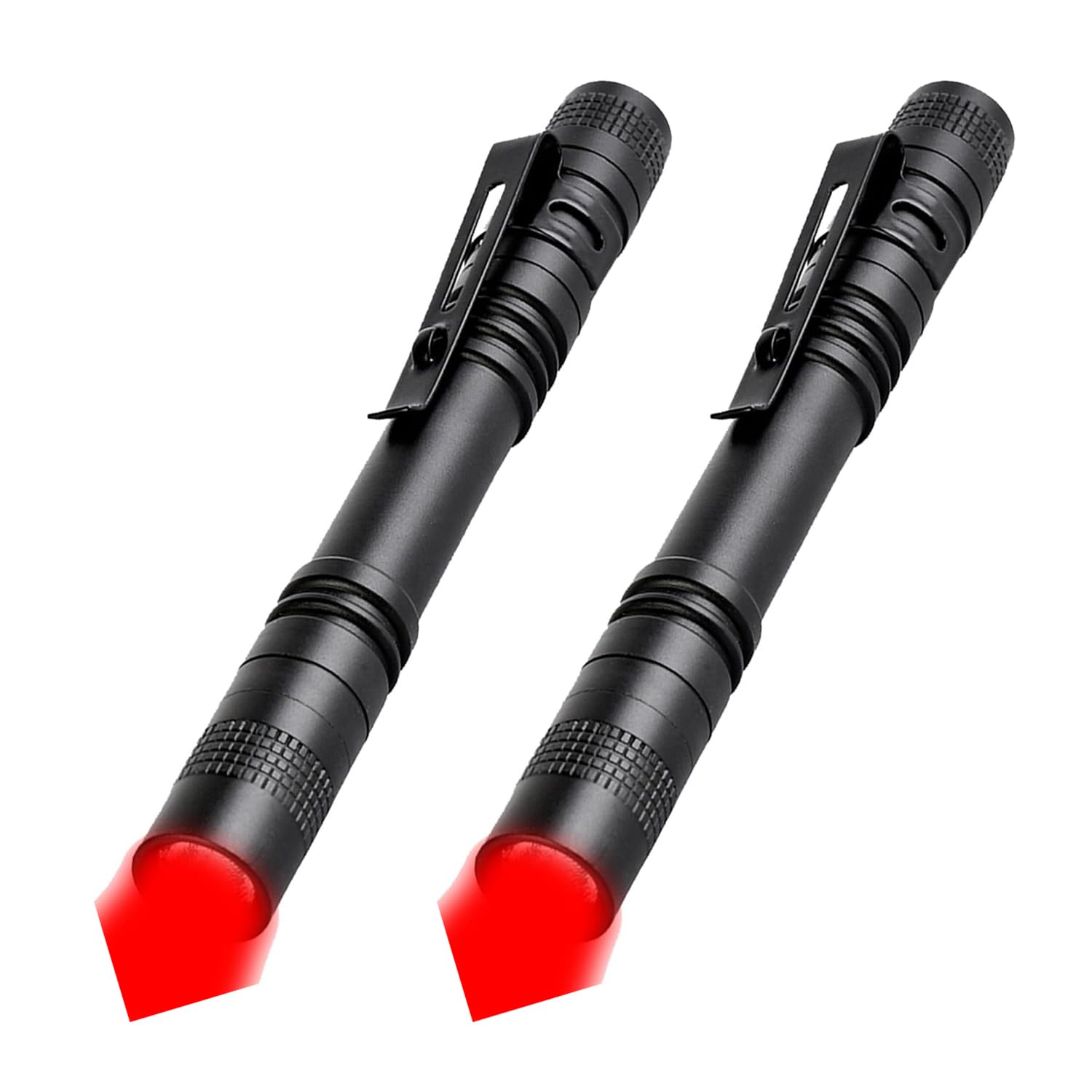 POCKETMAN Red Torch LED Pen Flashlights, Mini, Waterproof Pocket Flashlight with Clip, Small Red Light Flashlights for Work,Astronomy, Aviation, Night Observation (2 pcs)