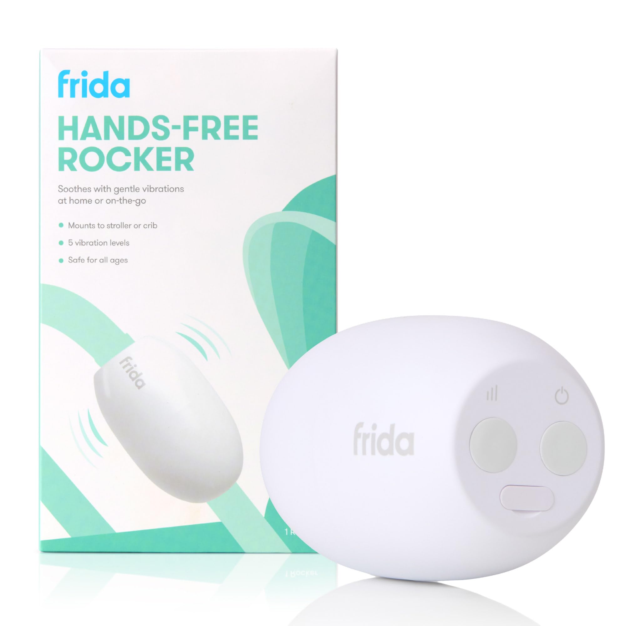 Photo 1 of Frida Baby Hands-Free Rocker Device with 5 Vibration Levels, Universal Stroller Accessories, Rechargeable for Cribs & Strollers, Water-Resistant Baby Soother