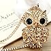 Z-Jeris Fashion Jewelry Full Rhinestone Owl Long Chain Pendant Necklace 2 Colors (Gold)