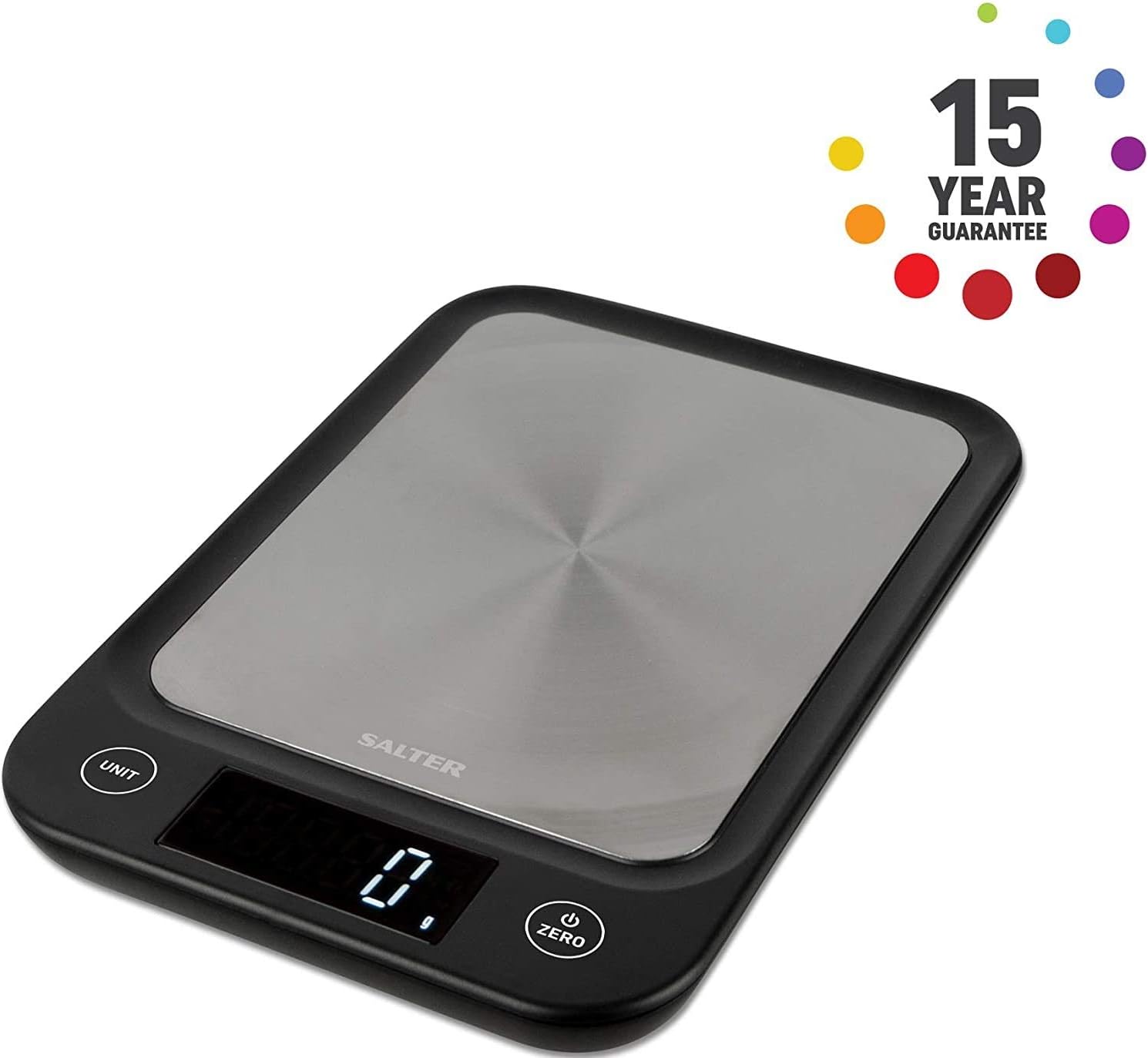 Salter Compact Digital Kitchen Scale, 5kg Capacity, Slim Design Baking & Cooking Food Scale, Stainless Steel Platform - Image 3