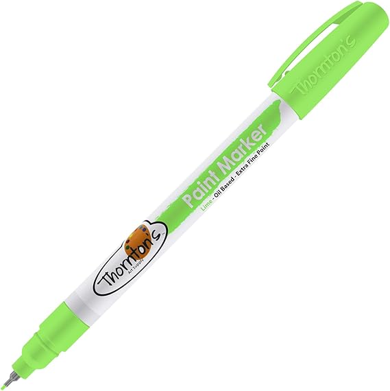 Thornton's Art Supply Vibrant Premium OilBased Paint Markers Pen Extra Fine Lime