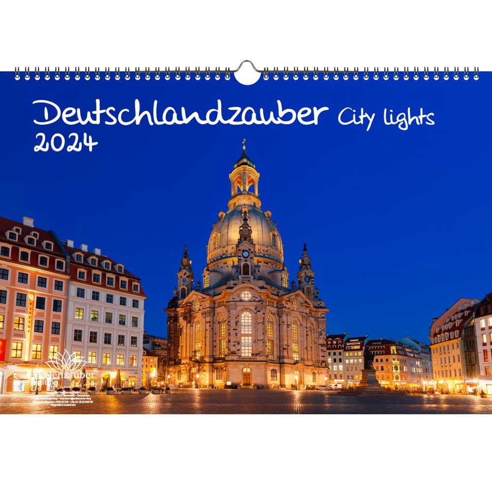 Deutschlandzauber City Lights DIN A3 Calendar for 2024 Night Cities of Germany Seelenzauber