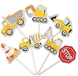 ALISSAR 35-Pack Construction Cupcake Toppers