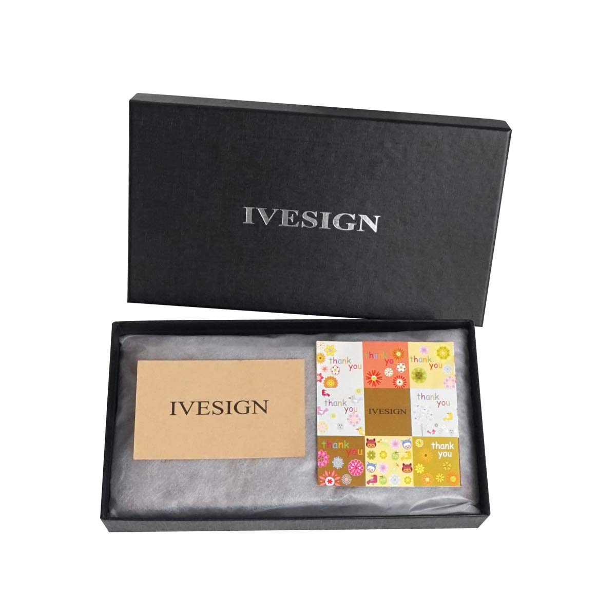 IVESIGN Zipper Wallet RFID Blocking Credit Card Holder Genuine Leather With Wristlet