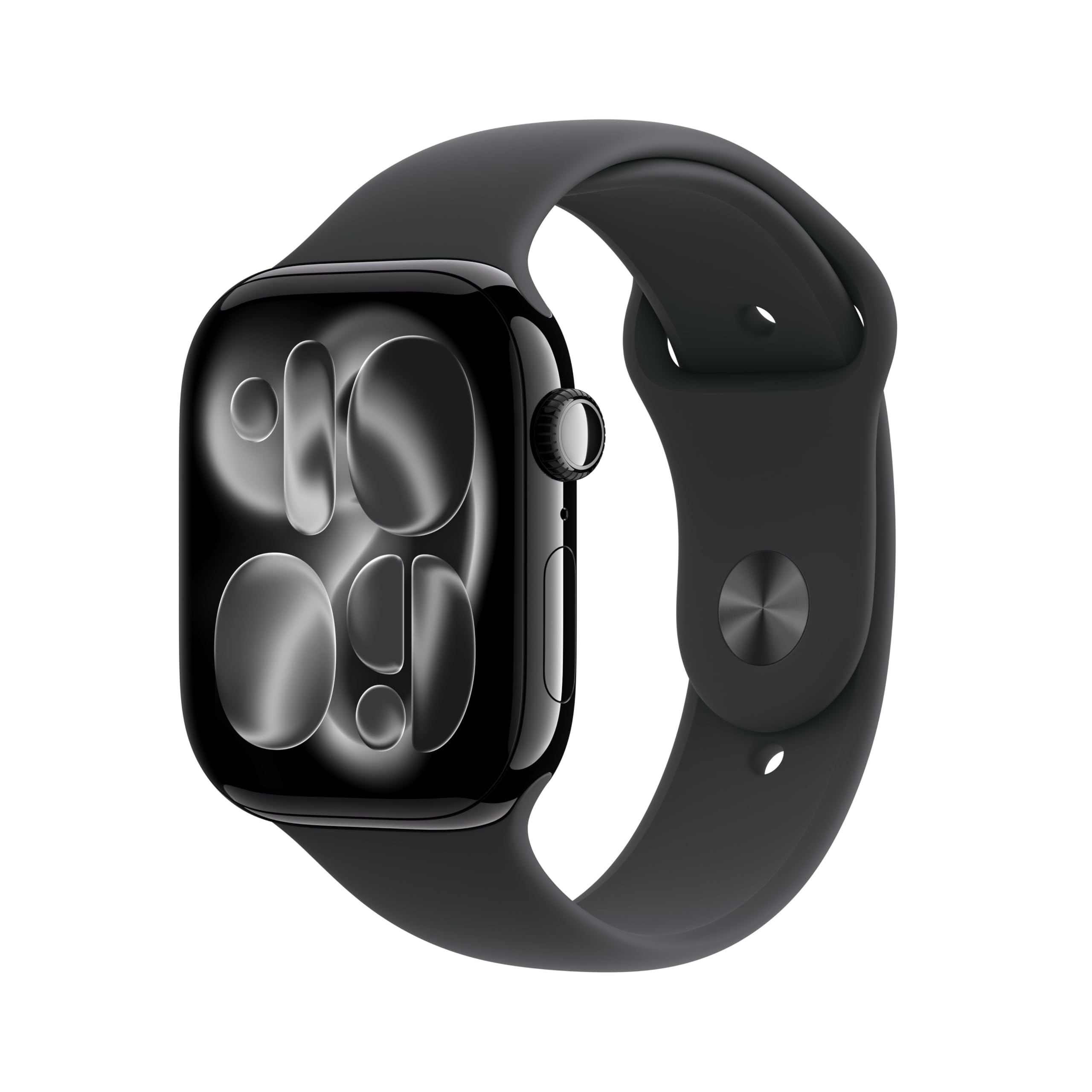 Apple Watch Series 11 GPS 46 mm Smartwatch mit Aluminiumgehäuse in Diamantschwarz und Sportarmband in Schwarz (S/M). Schlafindex, Fitnesstracker, Gesundheitstracking, Always-On Display, Wasserschutz