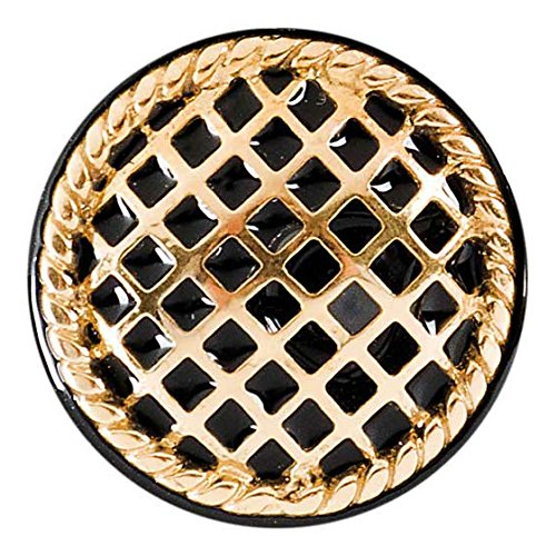 TEDORA ITALY 100% Hand-Made in Italy 925 Sterling Silver with Gold-Plated Enamel 'Black Grid' Metal Button PAD001/4 Fits Tedora Pushin(BR DDP,BR LUC,BR UPP,BR ALT,BR BAS & BR MET) Bracelet