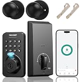 Keyless Entry Door Lock with Handle, Fingerprint Keypad Deadbolt with Handle Set, Smart Door Locks for Front Door with App Control, Auto-Lock, One-Time Code, Easy to Install