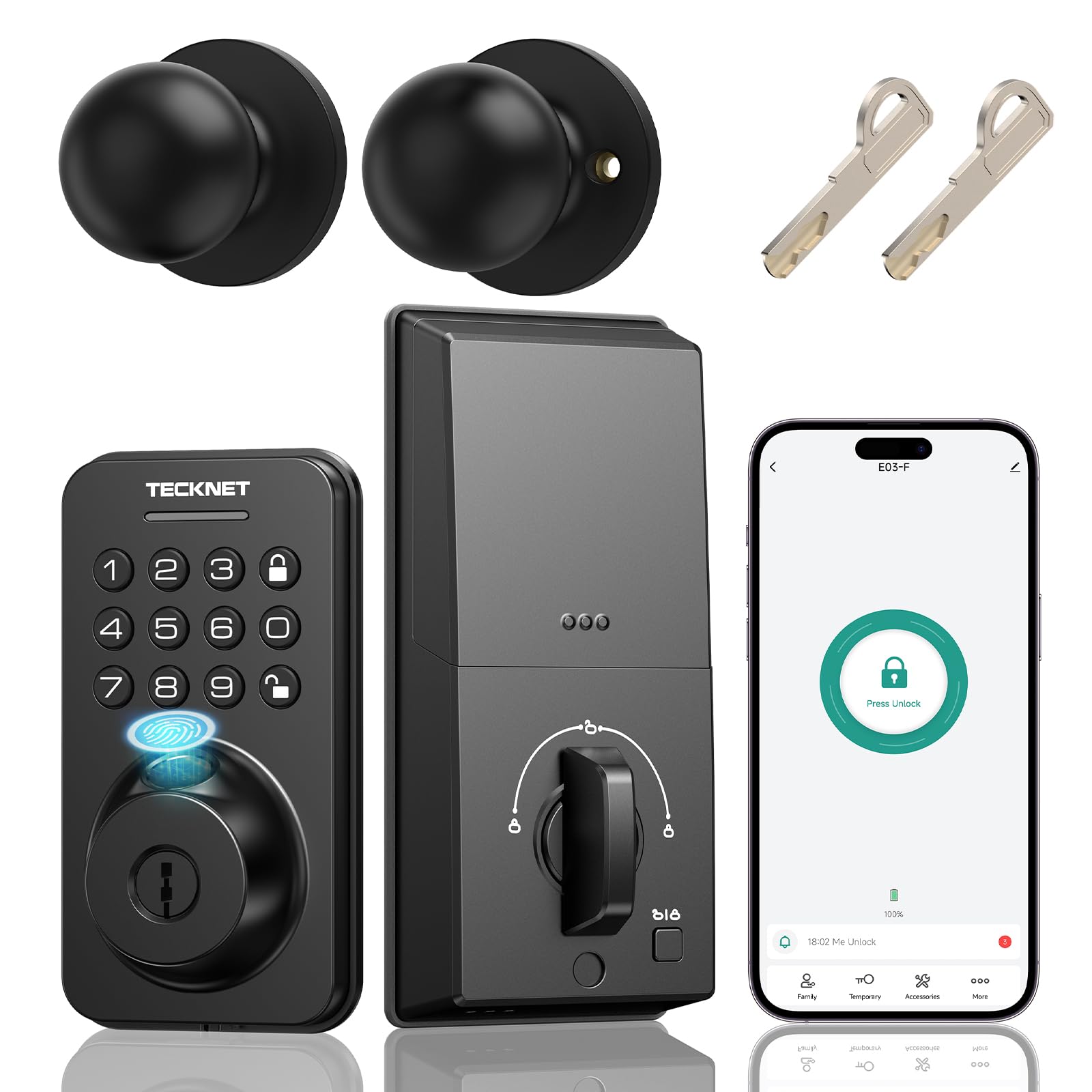 Photo 1 of Fingerprint Keypad Door Lock with Handle, Keyless Entry Door Lock Deadbolt with Handle Set, Smart Locks with App Control, Auto-Lock, One-Time Code, Easy to Install